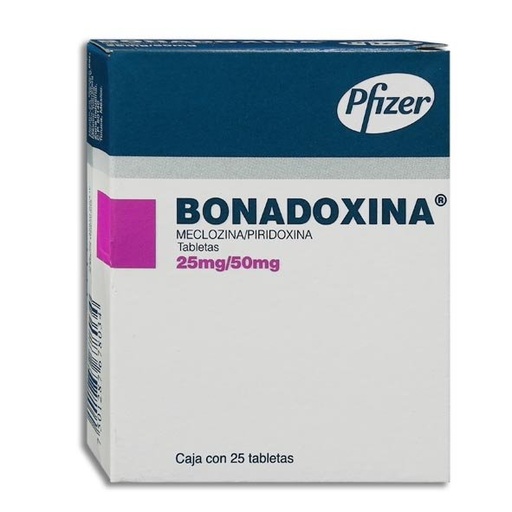 [PIRIDOXINA,MECLIZINA] BONADOXINA 25/50MG TABLETAS C/25