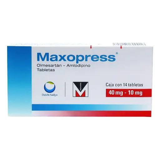 [AMLODIPINO,OLMESARTAN] MAXOPRESS 40/10MG TABLETAS CON 14
