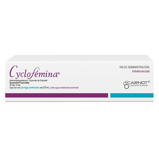 [MEDROXIPROGESTERONA,ESTRADIOL] CYCLOFEMINA 25/5MG/0.5ML JERINGA PRE CON 1