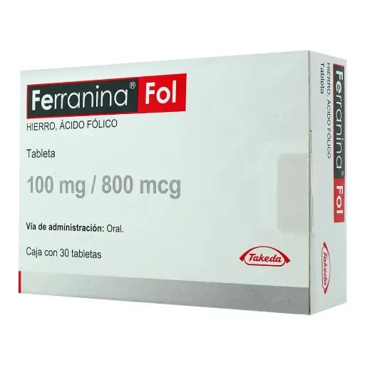 [ACIDO FOLICO,HIERRO] FERRANINA FOL GRAGEAS CON 30