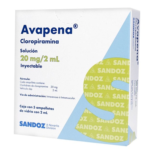 [CLOROPIRAMINA] AVAPENA 20MG/2ML INYECTABLE CON 5