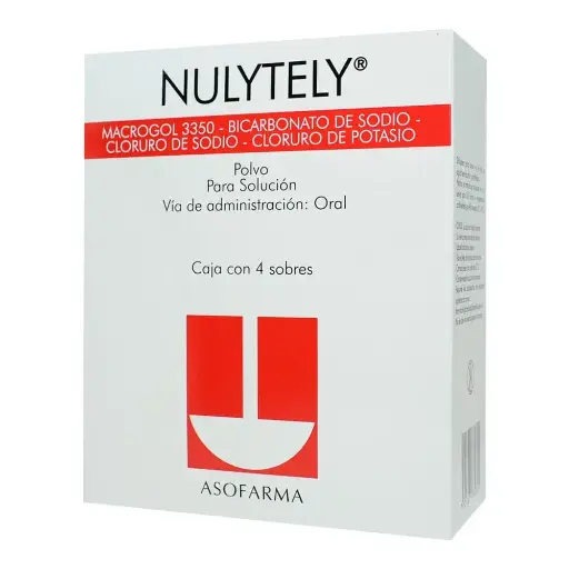 [BICARBONATO DE SODIO,MACROGOL 3350,CLORURO DE SODIO,CLORURO DE POTASIO] NULYTELY 109.6 G SOBRES CON 4