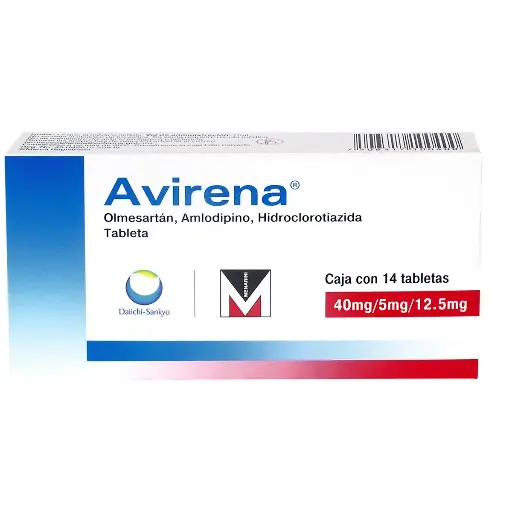 [AMLODIPINO,HIDROCLOROTIAZIDA,OLMESARTAN] AVIRENA 40/5/12.5MG TABLETAS CON 14