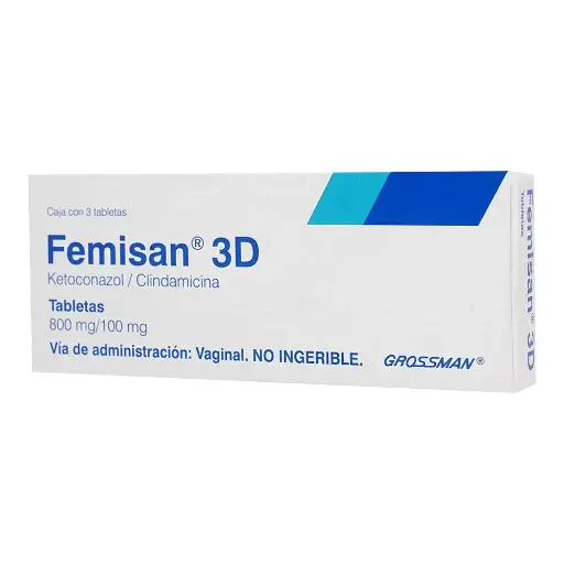 [CLINDAMICINA,KETOCONAZOL] FEMISAN 3D 800/100MG TABLETAS VAGINAL CON 3