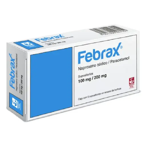 [PARACETAMOL,NAPROXENO] FEBRAX 100/200MG SUPOSITORIOS CON 5