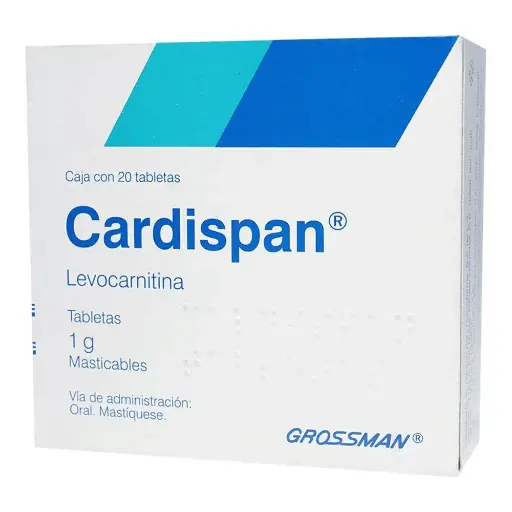 [LEVOCARNITINA] CARDISPAN 1G TABLETAS MASTICABLES CON 20