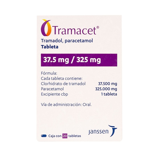 [PARACETAMOL,TRAMADOL] TRAMACET 37.5/325MG TABLETAS CON 20
