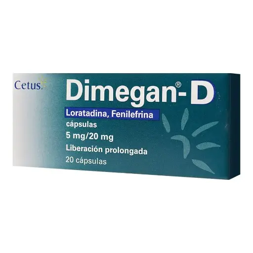 [FENILEFRINA,LORATADINA] DIMEGAN-D 5/20MG CAPSULAS CON 20