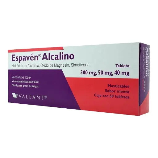 [ALUMINIO,DIMETICONA,MAGNESIO] ESPAVEN ALCALINO TABLETAS CON 50