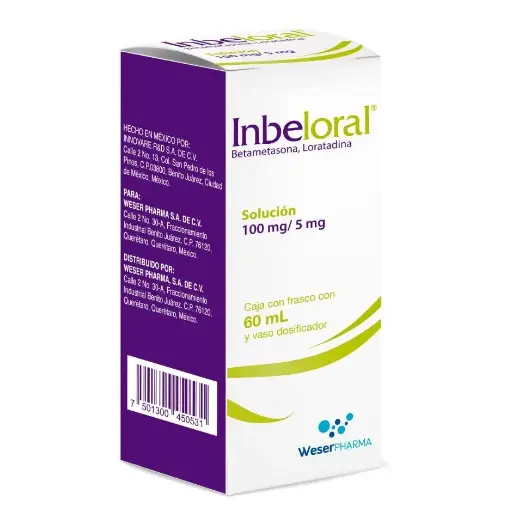 [LORATADINA,BETAMETASONA] INBELORAL 100/5MG SOLUCION FCO 60ML