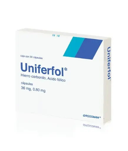[ACIDO FOLICO,HIERRO CARBONITO] UNIFERFOL 36MG/0.8MG CAPSULAS CON 30