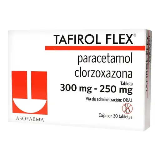 [PARACETAMOL,CLORZOXAZONA] TAFIROL FLEX 300/250MG TABLETAS CON 30