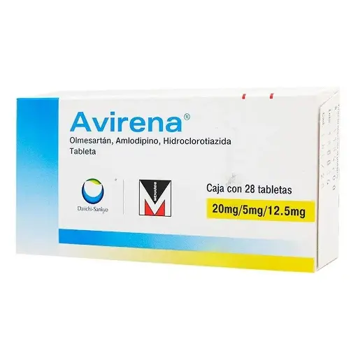 [AMLODIPINO,HIDROCLOROTIAZIDA,OLMESARTAN] AVIRENA 20/5/12.5MG TABLETAS CON 28