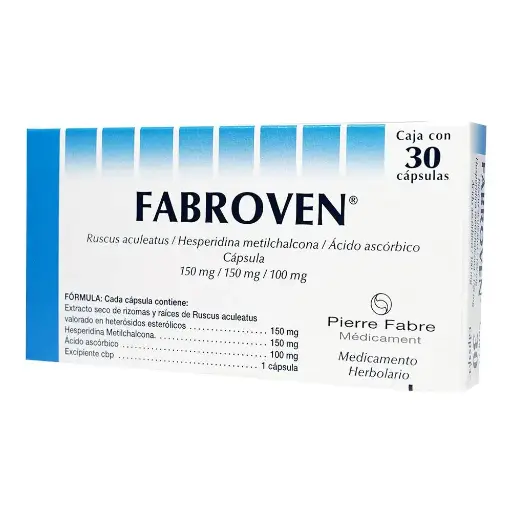 [ACIDO ASCORBICO,RUSCUS ACULEATUS,CHALCONA] FABROVEN 150MG CAPSULAS CON 30