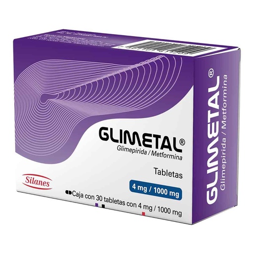 [METFORMINA,GLIMEPIRIDA] GLIMETAL 4/1000MG TABLETAS CON 30