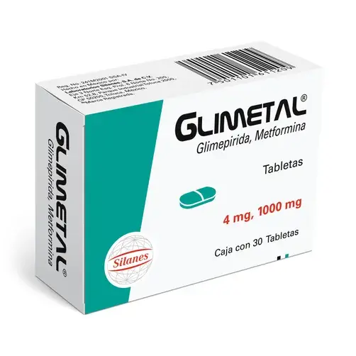 [METFORMINA,GLIMEPIRIDA] GLIMETAL 4/1000MG TABLETAS CON 30