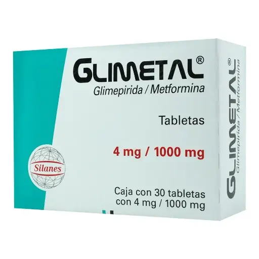 [METFORMINA,GLIMEPIRIDA] GLIMETAL 4/1000MG TABLETAS CON 30