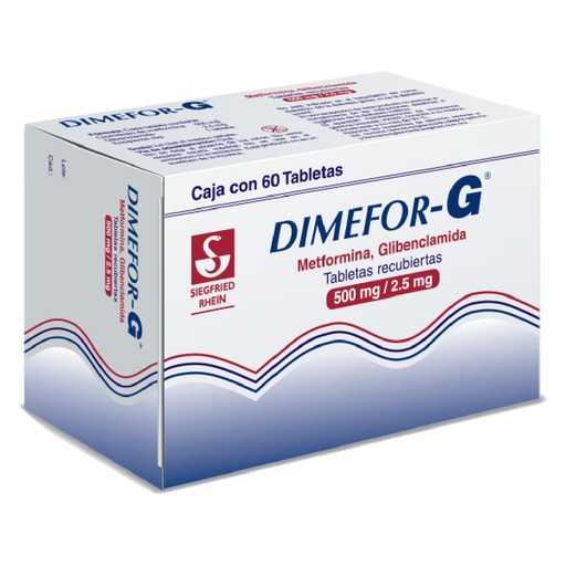 [METFORMINA,GLIBENCLAMIDA] DIMEFOR G 500/2.5MG TABLETAS CON 60