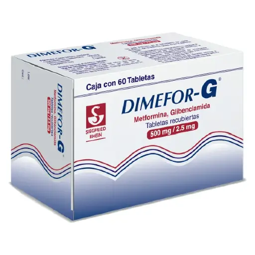 [METFORMINA,GLIBENCLAMIDA] DIMEFOR G 500/2.5MG TABLETAS CON 60