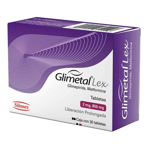 [METFORMINA,GLIMEPIRIDA] GLIMETAL LEX 2/850MG TABLETAS CON 30