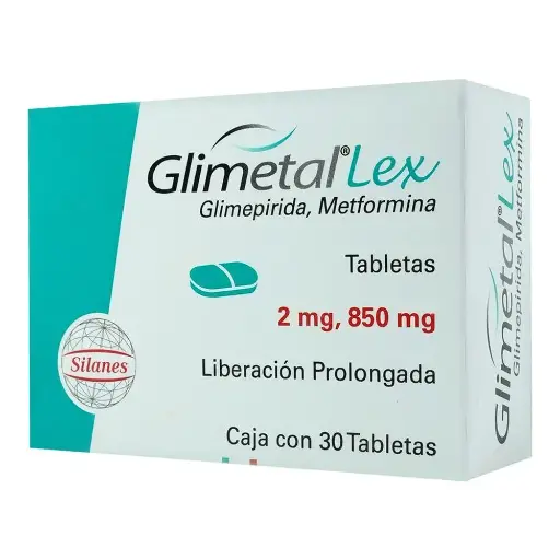 [METFORMINA,GLIMEPIRIDA] GLIMETAL LEX 2/850MG TABLETAS CON 30