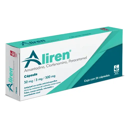 [PARACETAMOL,CLORFENAMINA,AMANTADINA] ALIREN 50/3/300MG CAPSULAS CON 24