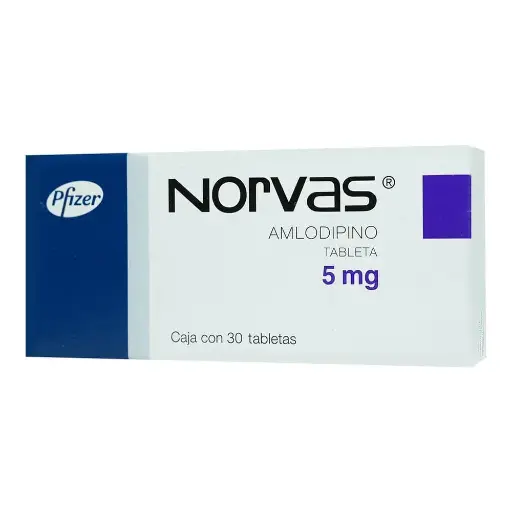 [AMLODIPINO] NORVAS 5MG TABLETAS CON 30