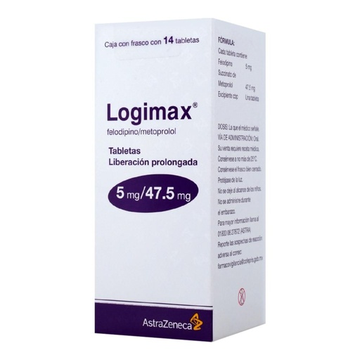 [METOPROLOL,FELODIPINO] LOGIMAX 5/47.5MG TABLETAS CON 14