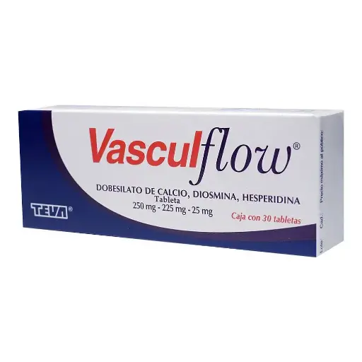 [DIOSMINA,HESPERIDINA,DOBESILATO DE CALCIO] VASCUL-FLOW 250/225/25MG TABLETAS CON 30