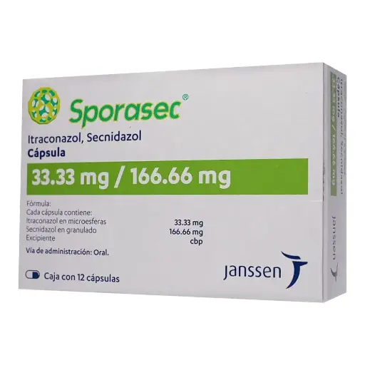 [ITRACONAZOL,SECNIDAZOL] SPORASEC 33.3/166.6MG CAPSULAS CON 12