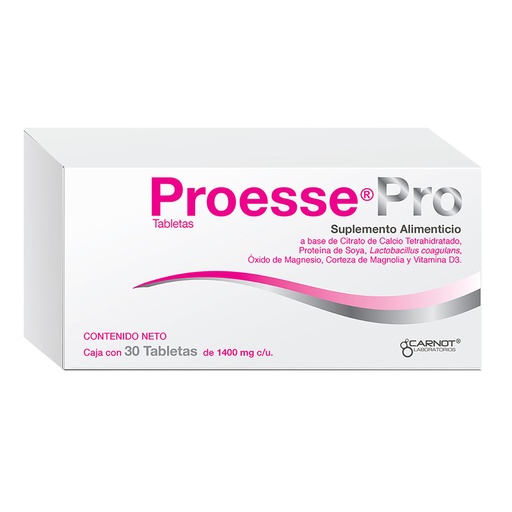 [MAGNESIO,VITAMINA D3,LACTOBACILLUS,PROTEINA DE SOYA] PROESSE PRO SUPLEMENTO ALIMENTICIO TABLETAS CON 30
