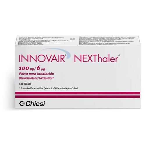 [BECLOMETASONA,FORMOTEROL] INNOVAIR NEXTHALER 100/6MCG POLVO DOSIS CON 120
