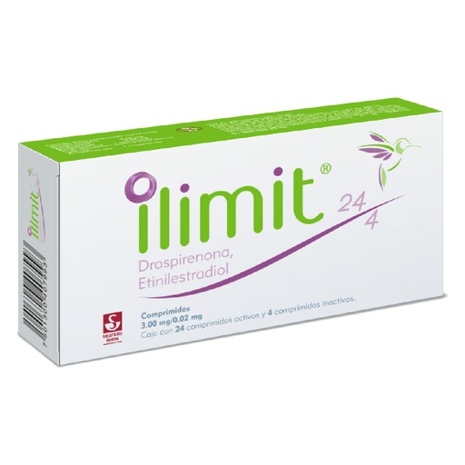 [ETINILESTRADIOL,DROSPIRENONA] ILIMIT 24-4 3/0.02MG COMPRIMIDOS CON 28