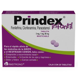 [PARACETAMOL,CLORFENAMINA,FENILEFRINA] PRINDEX INFANTIL 3/1/80 MG TABLETAS C/20