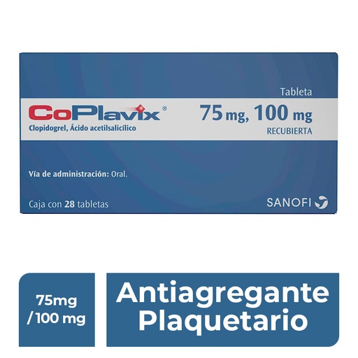 [ACIDO ACETILSALICILICO,CLOPIDOGREL] COPLAVIX 75/100MG TABLETAS CON 28