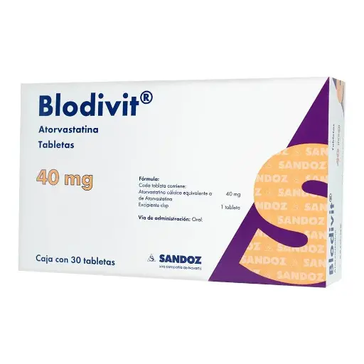 [ATORVASTATINA] BLODIVIT 40MG TABLETAS CON 30