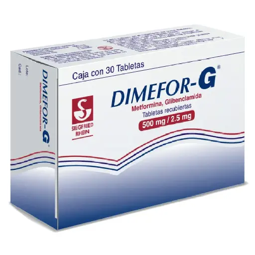 [METFORMINA,GLIBENCLAMIDA] DIMEFOR G 500/2.5MG TABLETAS CON 30