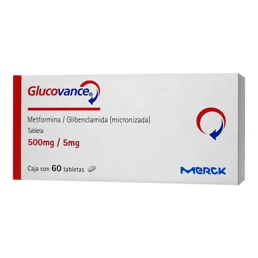 [METFORMINA,GLIBENCLAMIDA] GLUCOVANCE 500/5MG TABLETAS CON 60