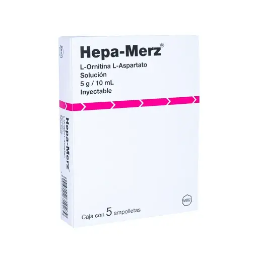 [L,ASPARTATO,ORNITINAL] HEPA MERZ 5G/10ML AMPULA INYECTABLE CON 5