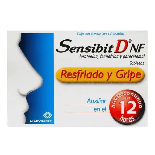 [PARACETAMOL,FENILEFRINA,LORATADINA] SENSIBIT-D-NF 2.5/5/500MG TABLETAS CON 12