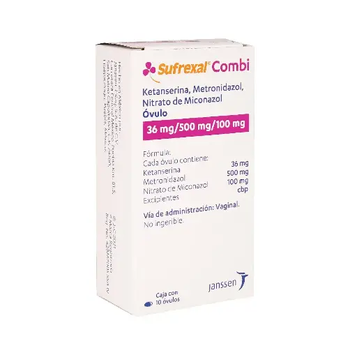 [METRONIDAZOL,KETANSERINA,MICONAZOL] SUFREXAL COMBI 36/500/100MG OVULOS CON 10