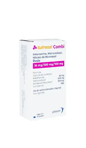 [METRONIDAZOL,KETANSERINA,MICONAZOL] SUFREXAL COMBI 36/500/100MG OVULOS CON 10