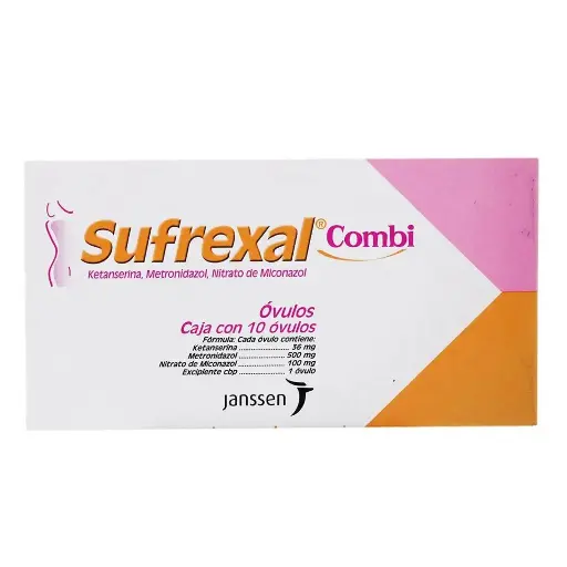 [METRONIDAZOL,KETANSERINA,MICONAZOL] SUFREXAL COMBI 36/500/100MG OVULOS CON 10