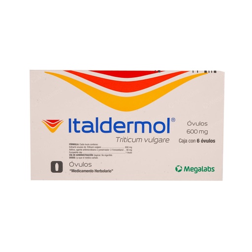 [FENOXIETANOL,TRITICUM VULGARE] ITALDERMOL 600/40MG OVULOS CON 6