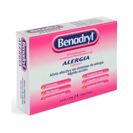[DIFENHIDRAMINA] BENADRYL 25MG TABLETAS CON 24