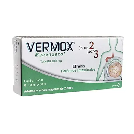 [MEBENDAZOL] VERMOX 100 MG TABLETAS CON 6