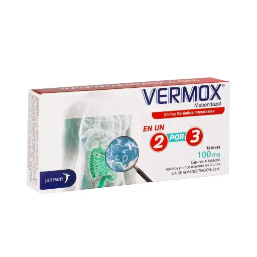 [MEBENDAZOL] VERMOX 100 MG TABLETAS CON 6