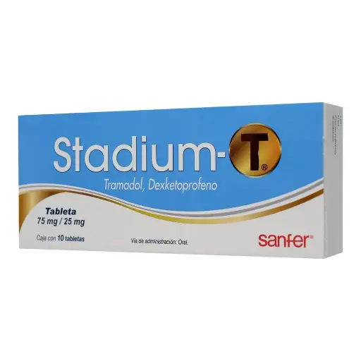[TRAMADOL,DEXKETOPROFENO TROMETAMOL] STADIUM-T 75/25MG TABLETAS CON 10