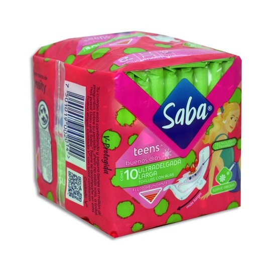 [CUIDADO PERSONAL,HIGIENE] TOALLAS SANIT SABA TEENS LARGA C/10