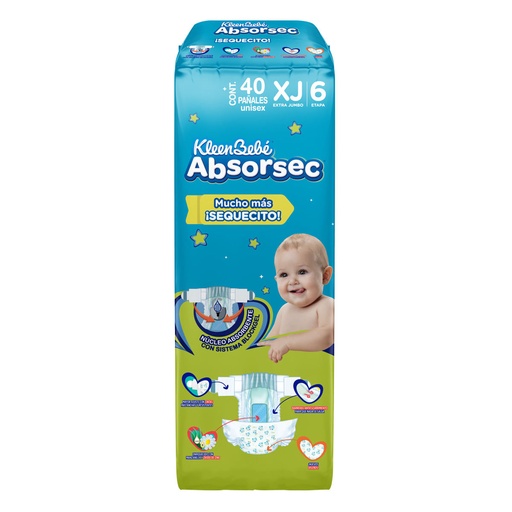 [CUIDADO PERSONAL,HIGIENE] PAÑAL KLEENBEBE ABSORSEC ULTRA XJ CON 40
